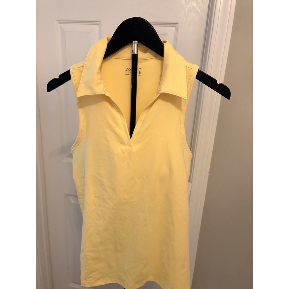 NWT Jockey Women's Yellow Sleeveless Golf Polo Tank Top Built-In Bra Size M
